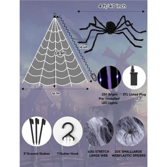 Giant Spider Webs Halloween Decorations - Outdoor Halloween...